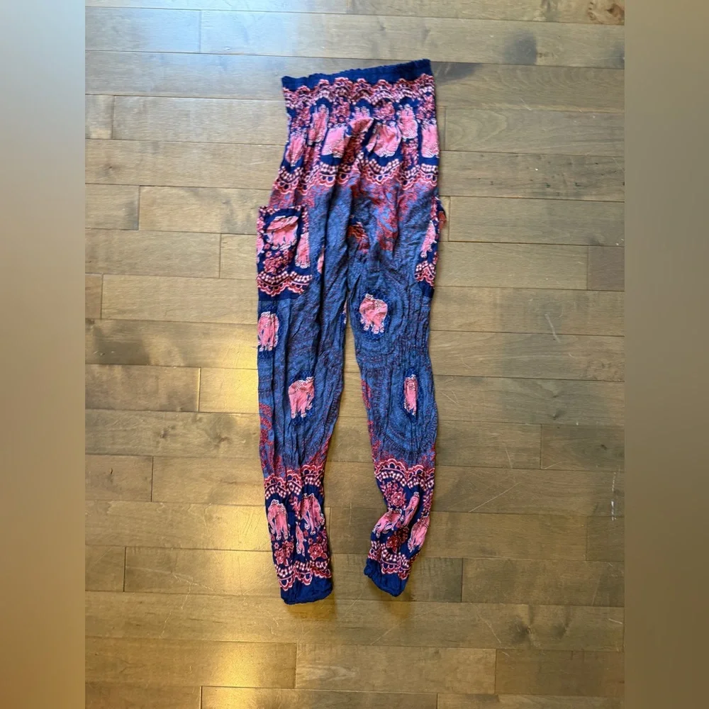 Vibrant Elephant Print Wide Leg Pants - Picture 2 of 3